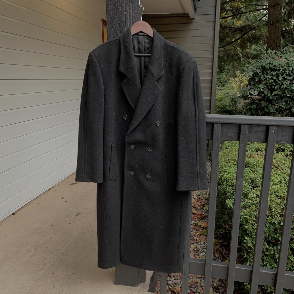 Black wool overcoat